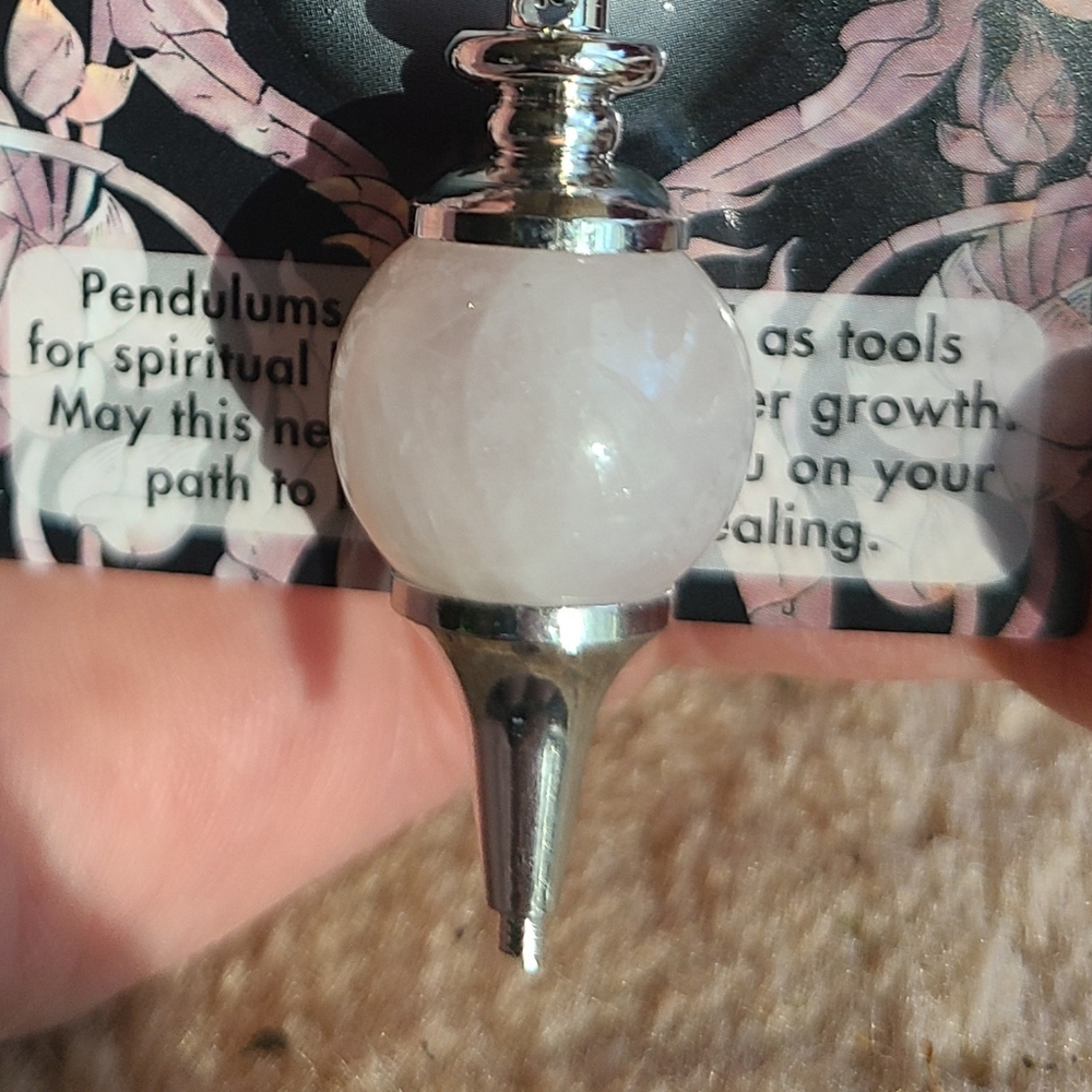 ROSE QUARTZ Crystal Pendant Pendulum Chakra Love Stone 30" Chain Silver Necklace